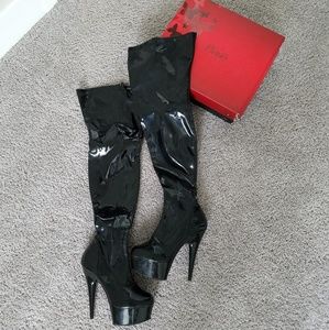 Pleaser High Heel Over the Knee Boots Black
